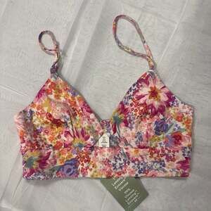 NWT H&M Floral Smocked V-Neck Cropped Cami Top Spring Easter Coquette